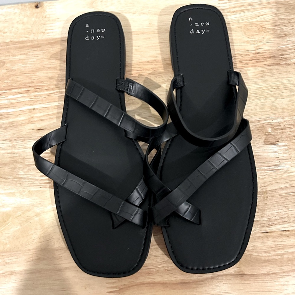 A New Day Black Sandals Size 11